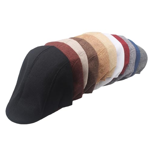 314wlaquz9l.jpg Men's Breathable Flat Cap Summer Straw Newsboy Hat