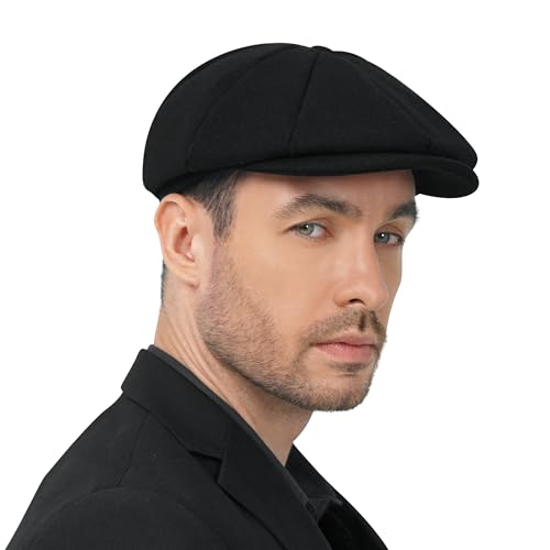 31y2bce0fpl.jpg POUDAY Wool Blend Newsboy Cap for Men
