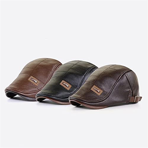 412egkuulul.jpg Vintage Leather Newsboy Cap for Men Milton Ivy Golf Hat