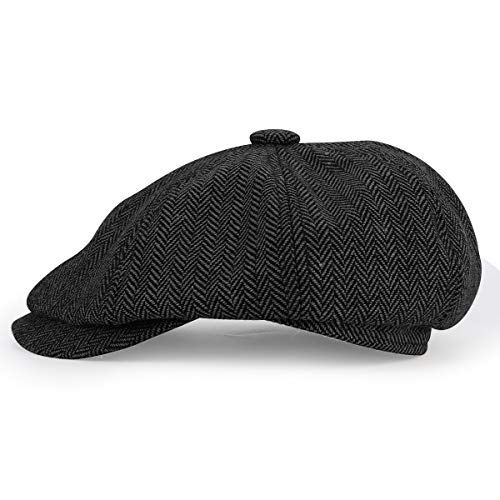 413qj58cxl.jpg KeepSa Peaky Gatsby Hat - Herringbone Tweed 8-Panel Newsboy Cap