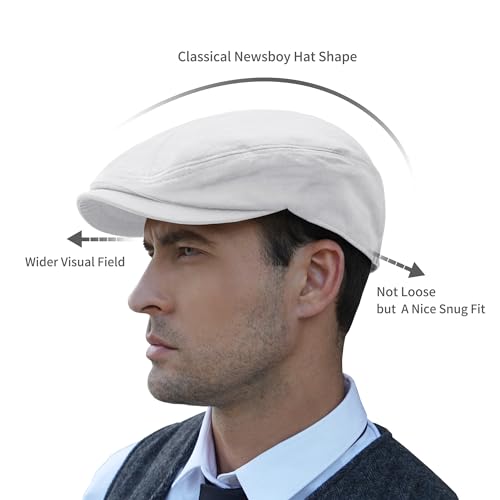 418riqt1ecl.jpg POUDAY Men's Breathable Soft Cotton Newsboy Cap for Summer Driving Golf Hunting