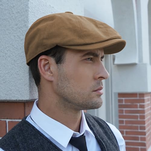 41bh2fqsncl.jpg POUDAY Men's Classic Newsboy Hat Vintage Cabbie Cap in Cotton