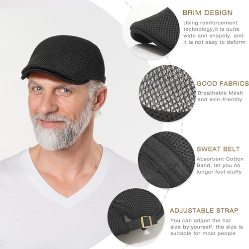 41ckyudwgql.jpg Taidor 2 Pack Men's Breathable Mesh Summer Newsboy Hat Ivy Cap