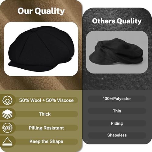 41gjv37jdol.jpg KUJUHA Men's Flat Irish Cabbie Wool Newsboy Hat