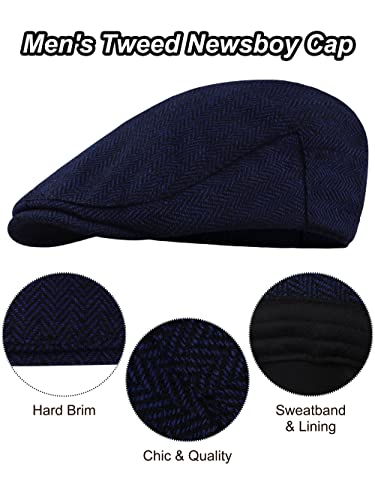 41imgino0il.jpg KUTTOR Classic Herringbone Flat Newsboy Hat for Men