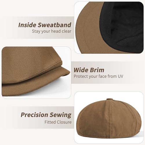 41t8dngt3il.jpg POUDAY Men's Classic Newsboy Hat Vintage Cabbie Cap in Cotton