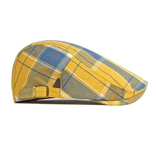 41ttzifdqzl.jpg Colorful Striped Men's Adjustable Plaid Beret Cabbie Hat