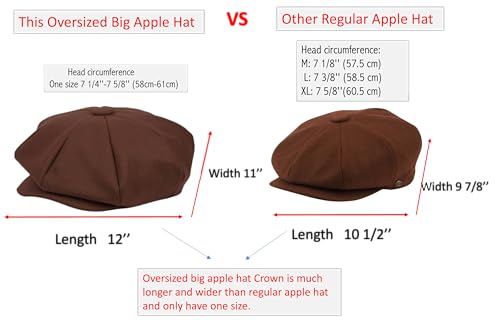 41fxijv0bwl.jpg LUMINOUS FASHION Super Big 100% Wool 8 Panel Men's Oversized Newsboy Hats