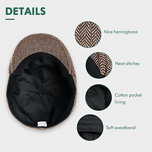 41gh56hl2sl.jpg Zowya Men's Black & Brown Flat Caps and Newsboy Hats, Herringbone British Style