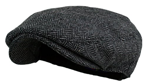 41gxpbm8oel 8.jpg Wonderful Fashion Men's Classic Herringbone Tweed Wool Blend Newsboy Ivy Hat for Men in Charcoal (Large/X-Large)
