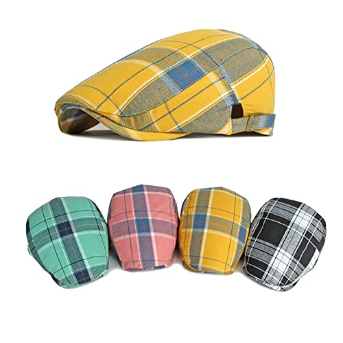 41hbrnuarql 1.jpg Classic Men's Striped Adjustable Plaid Life Bar Beret Hat