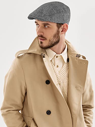 41mfs2rlwfl.jpg KUTTOR Classic Herringbone Flat Newsboy Hat for Men