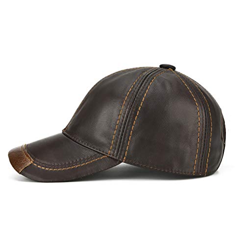 41mtareuzfl.jpg Gudessly Adjustable Men's Leather Baseball Cap for Fall Winter Outdoor Sports