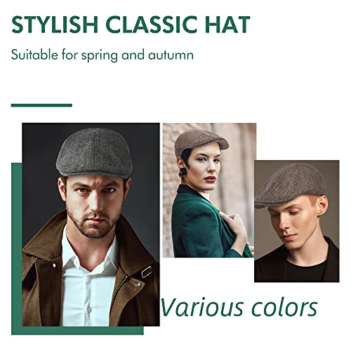 41xkwairkl.jpg Zowya Men's Black & Brown Flat Caps and Newsboy Hats, Herringbone British Style