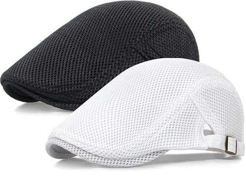 41yn90gtzcl.jpg Taidor 2 Pack Men's Breathable Mesh Summer Newsboy Hat Ivy Cap