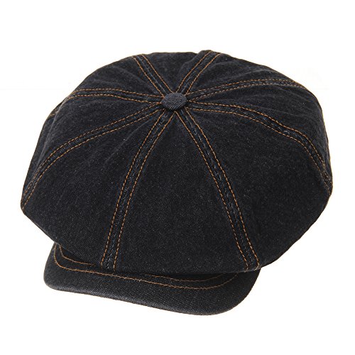 51 mbnmbg8l.jpg WITHMOONS Baker Boy Flat Cap Beret Washed Denim Jean Hat DW3834