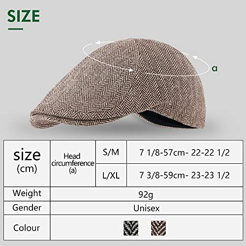 511bfyo3utl.jpg Zowya Men's Black & Brown Flat Caps and Newsboy Hats, Herringbone British Style