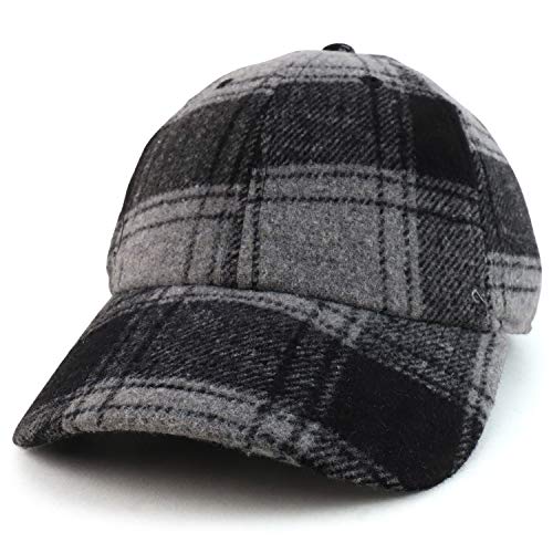 5138a6r4yrl.jpg Trendy Plaid Checker Wool Blend Baseball Cap