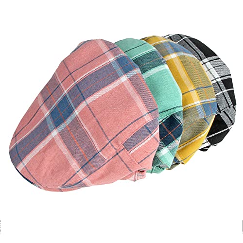 518li1l5s5l.jpg Colorful Striped Men's Adjustable Plaid Beret Cabbie Hat