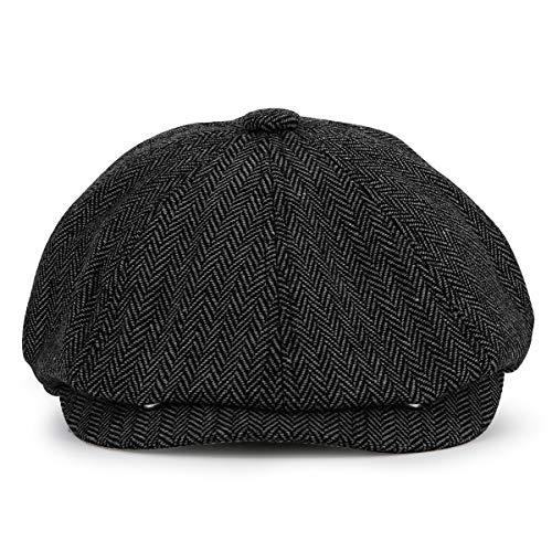 51aha4mfkhl.jpg KeepSa Peaky Gatsby Hat - Herringbone Tweed 8-Panel Newsboy Cap