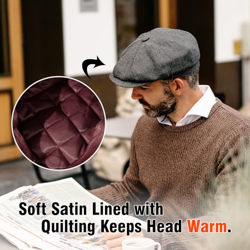 51f4szuh9l.jpg TOP-EX Merino Wool Tweed Newsboy Cap for Men Warm Winter Hat