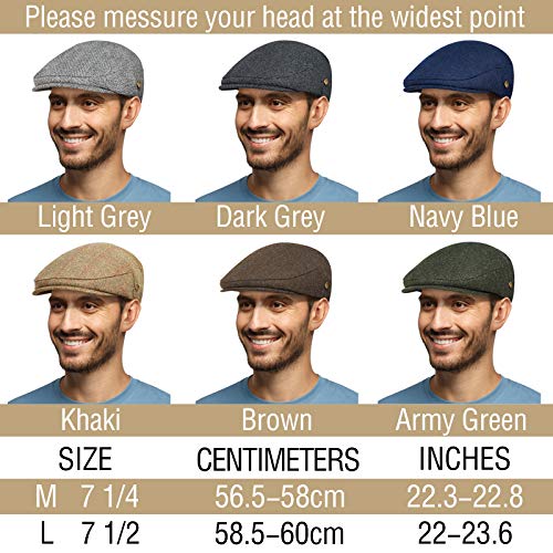 51f8nv2odil 1.jpg PanPacSight Men's Herringbone Flat Newsboy Hat for Husband, Father & Boyfriend