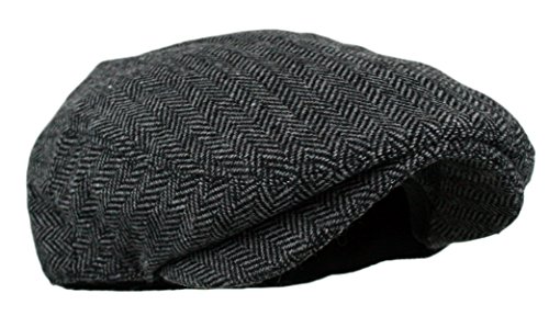 51iqtooaobl 5.jpg Wonderful Fashion Men's Classic Herringbone Tweed Wool Blend Newsboy Ivy Hat for Casual Wear (Large/X-Large, Charcoal)