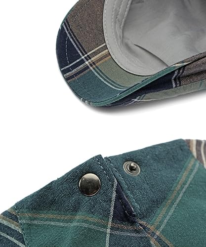 51kh a0ctll.jpg Qianuer 2-Pack Men's Adjustable Plaid Ivy Flat Cap