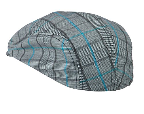 51ob syslpl.jpg Mega Cap INC Ivy Flat Scally Driving Caps - Blue Plaid, Size Medium