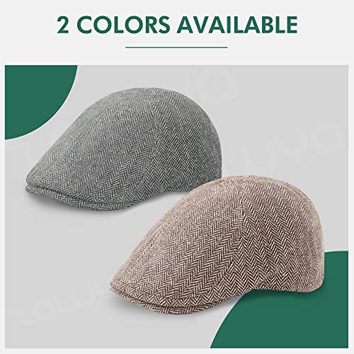 51pq 8bl6ql.jpg Zowya Men's Black & Brown Flat Caps and Newsboy Hats, Herringbone British Style