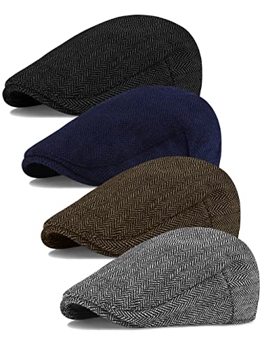 51qxwxqpxal.jpg KUTTOR Classic Herringbone Flat Newsboy Hat for Men