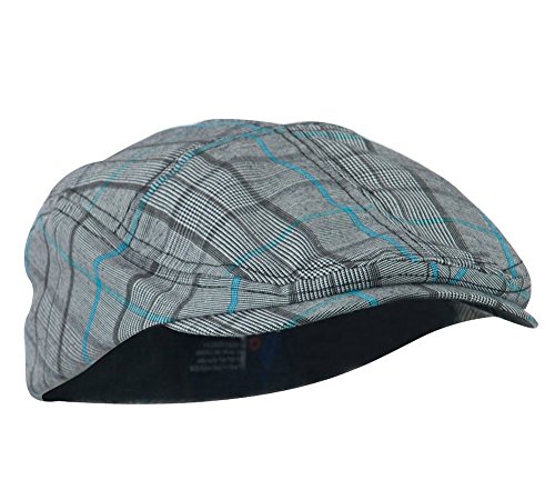 51a3qaxpvrl.jpg Mega Cap INC Ivy Flat Scally Driving Caps - Blue Plaid, Size Medium