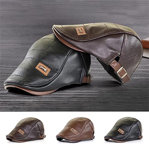51bumbcmtl 1.jpg Vintage Leather Newsboy Cap for Men Ivy League Style