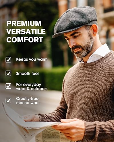 51cd45hgadl.jpg TOP-EX Merino Wool Tweed Newsboy Cap for Men Warm Winter Hat