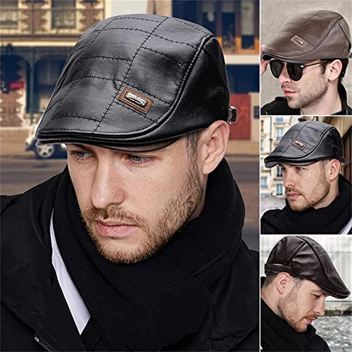 51gfxdlmddl.jpg Vintage Leather Newsboy Cap for Men Milton Ivy Golf Hat