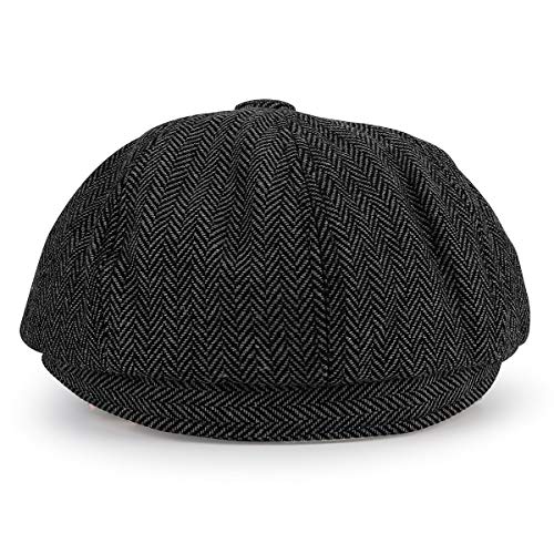 51hfn4wmtel.jpg KeepSa Peaky Gatsby Hat - Herringbone Tweed 8-Panel Newsboy Cap