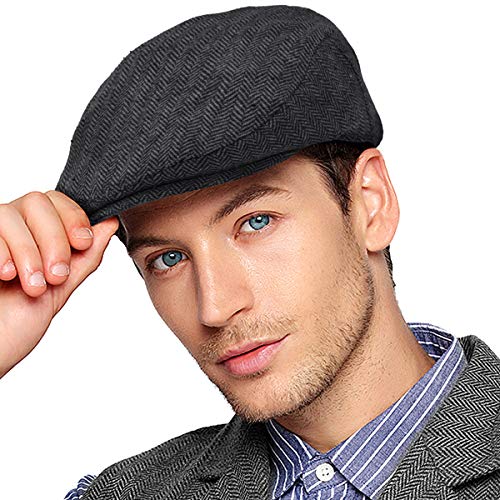 51j1azl8vql.jpg LADYBRO Men's Classic Wool Herringbone Ivy Newsboy Cap