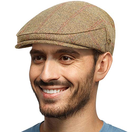 51qo3xecmfl 1.jpg PanPacSight Men's Herringbone Flat Newsboy Hat for Husband, Father & Boyfriend