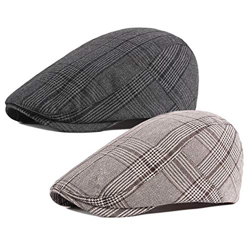 51u2tbyn 3l.jpg Qunson 2 Pack Men's Cotton Flat Cap Ivy Gatsby Hat