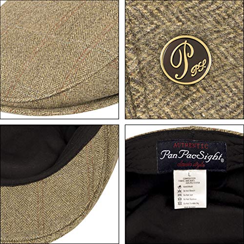 61atwl2qhbl.jpg PanPacSight Men's Herringbone Flat Newsboy Hat Ivy Classic Golf Cap