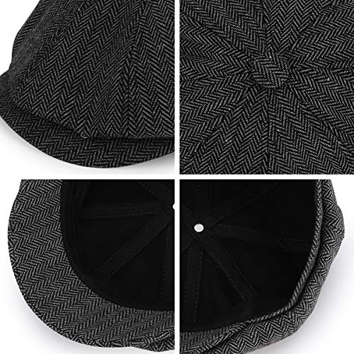 61iiqw3sqql.jpg KeepSa Peaky Gatsby Hat - Herringbone Tweed 8-Panel Newsboy Cap