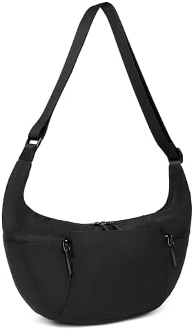 Women's VONAL Nylon Crescent Crossbody Bag for Slouchy Shoulder Hobo, Lightweight Moon Bag Dumpling Sling Purse | VONAL