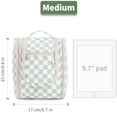 Narwey Large Blue Leaf Hanging Toiletry Bag for Women Travel and Men Cosmetics Organizers