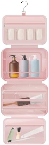 Toiletry Bag Compartmental Organizer Travel BagPortable Foldable with Anti-slip Metal Hook(Beige) Toiletry Bag Compart