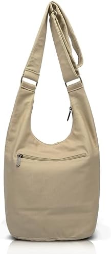 Coton Pose Women's Hippie Crossbody Bag - Top Zip Large Capacity Canvas Sling Bag - Handmade Jacquard Cloth