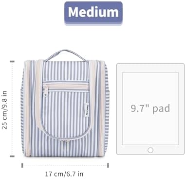 Narwey Large Blue Leaf Hanging Toiletry Bag for Women Travel and Men Cosmetics Organizers