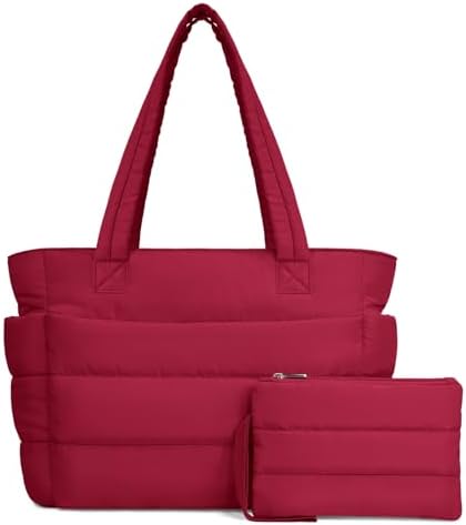 TOPDesign Lightweight Puffy Handbag for Women Travel TOPDesign Quilted Shoulder Bag for Women Work TOPDesign Puffer Tote