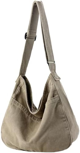 Dainaotm Canvas Tote Bag Casual Hobo Crossbody Shoulder Bag for Women Large Purse Messenger Bag Travel Work Dainaotm Can