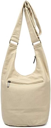 Coton Pose Women's Hippie Crossbody Bag - Top Zip Large Capacity Canvas Sling Bag - Handmade Jacquard Cloth