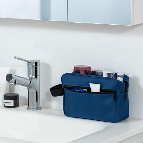 Elviros Lightweight Travel Toiletry Bag for Women and Men Travel Essentials Gifts for Men(Navy Blue) Global Recycled Sta